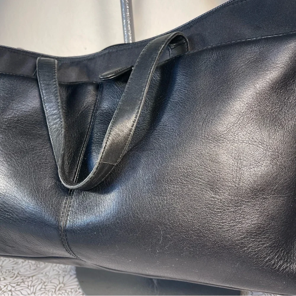 HOBO Black Leather/Nylon Messenger Bag, Adjustable Strap
